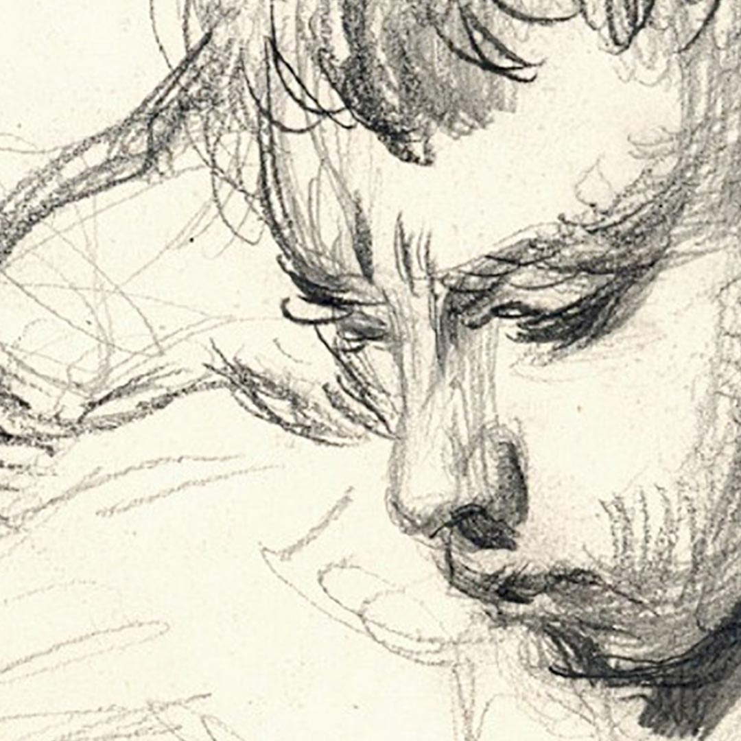 Detail from Claude Monet's sketchbooks, Michel Monet Reading, Sketchbook 1 page 15
