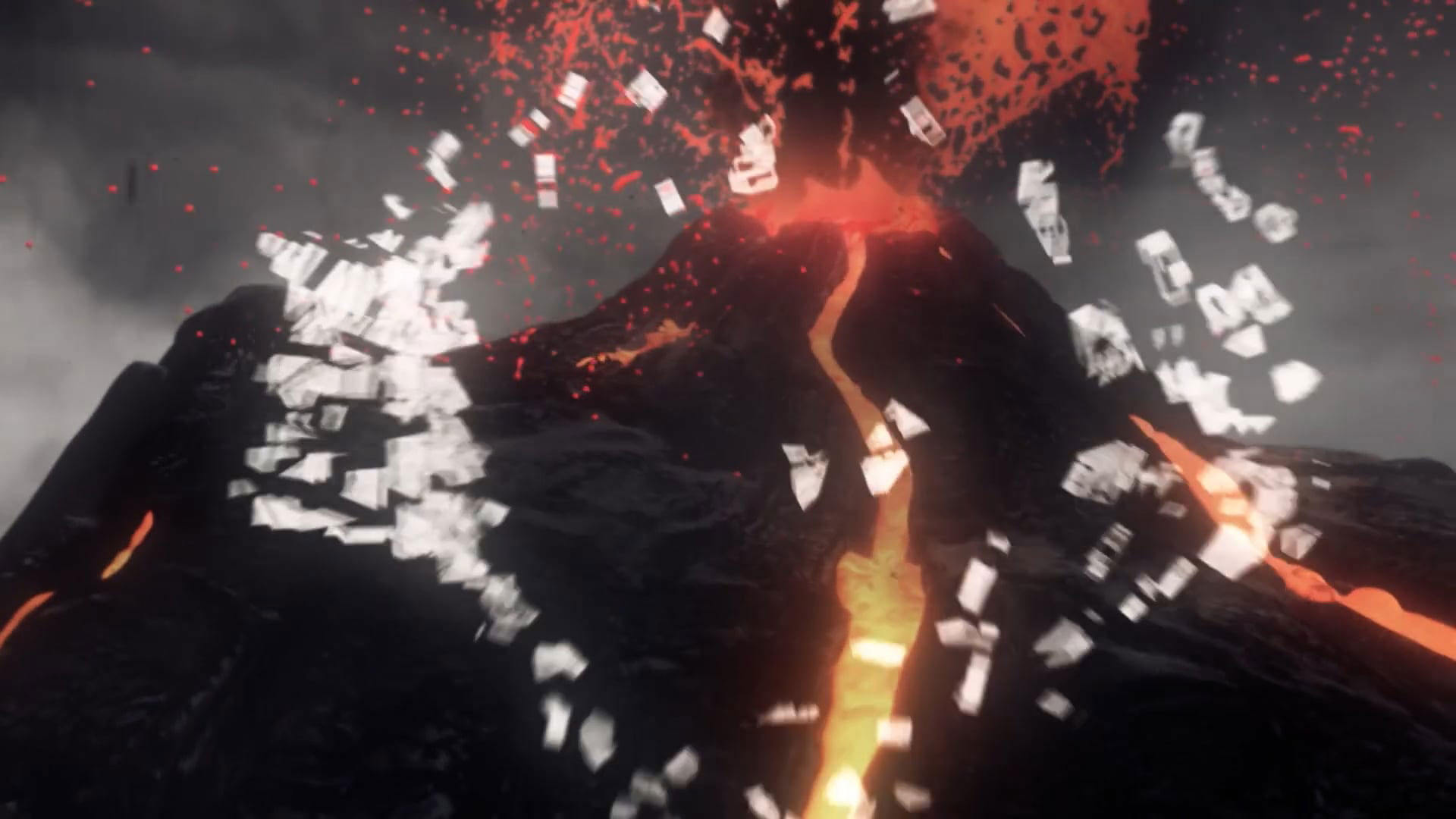 frame from the title sequence of When Earth Erupts